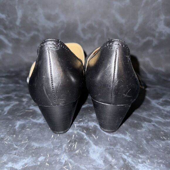 ECCO Black Leather Mary Janes Wedge Pumps Heels Shoes Womens Size 9-9.5 (40) - Picture 3 of 7
